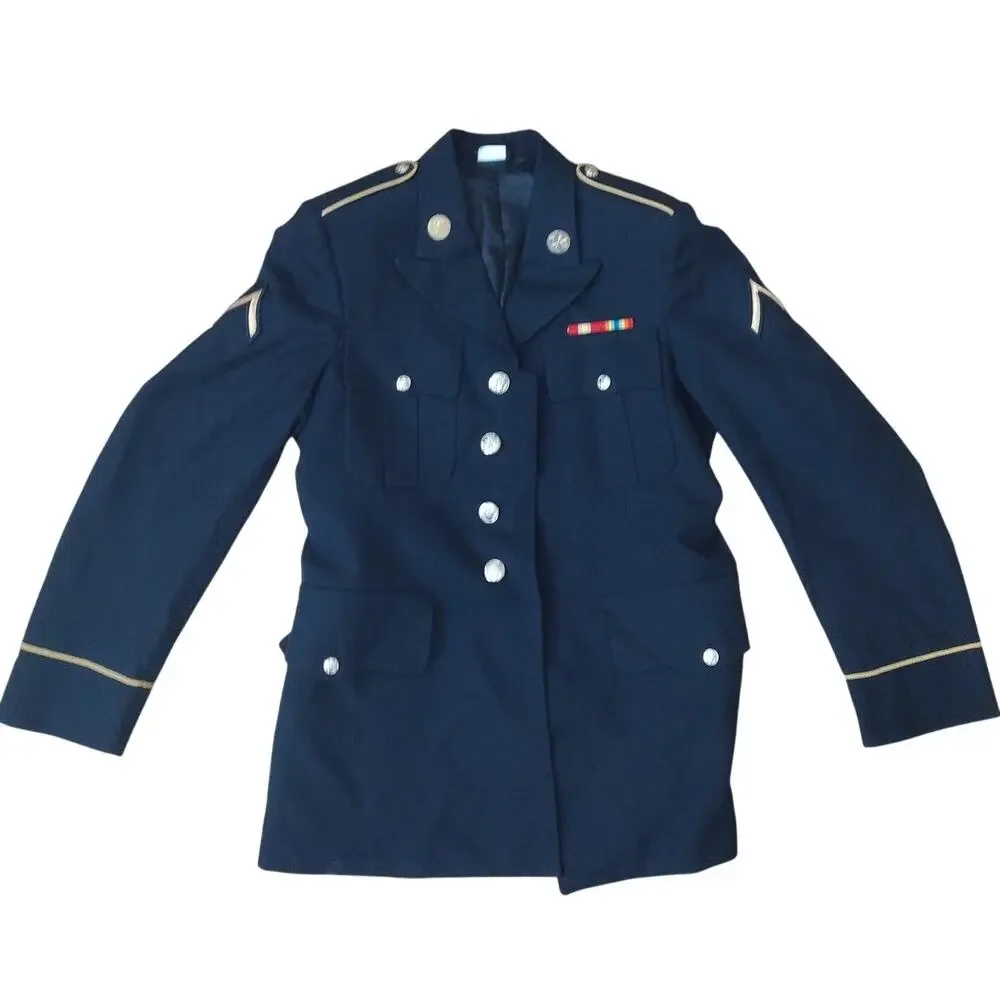 US Army Dress Blue Uniform Coat Jacket Size 35RC Poly/Wool